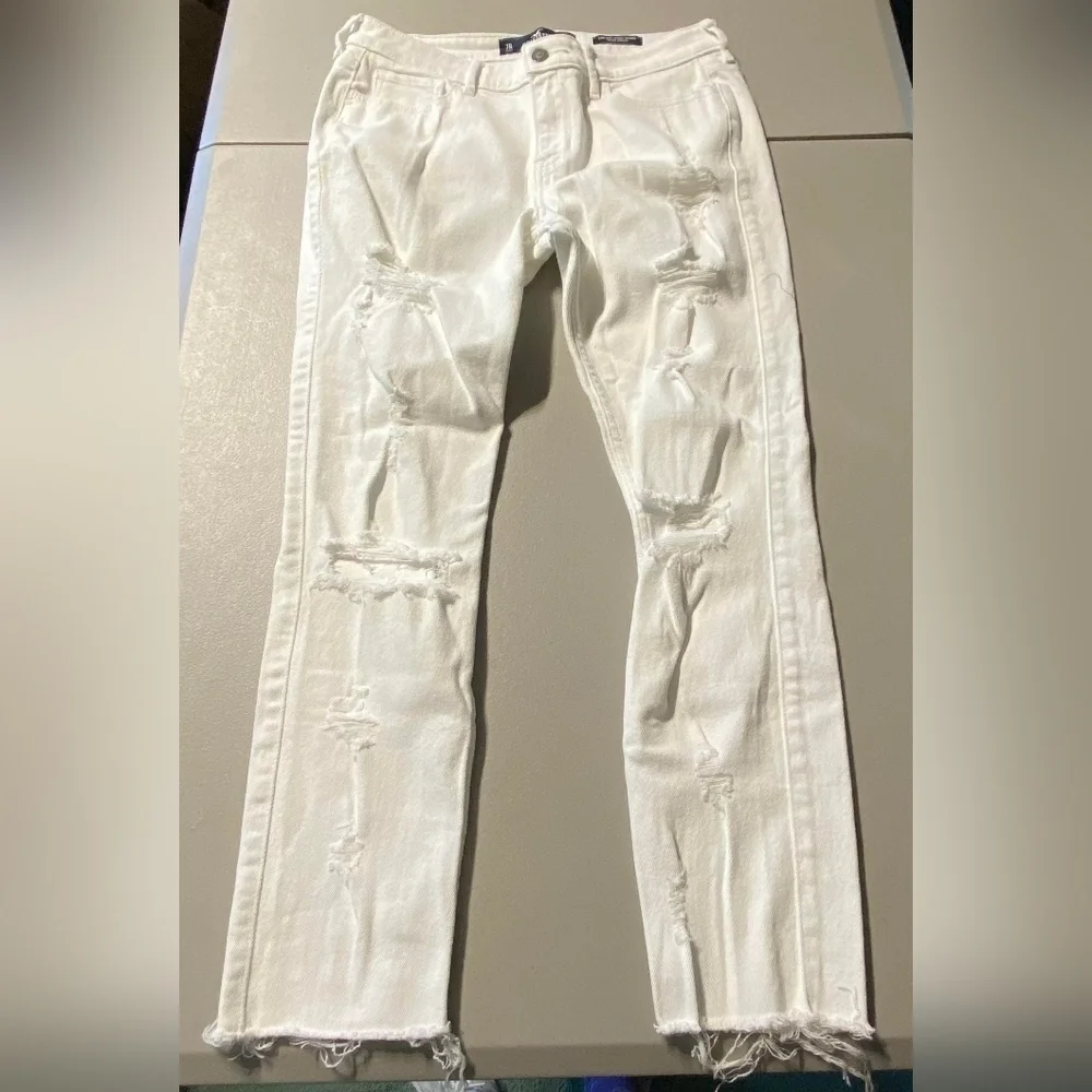 Hollister Low-Rise Super Skinny White Jeans Size 7R W28 L30 Vintage Stretch EUC